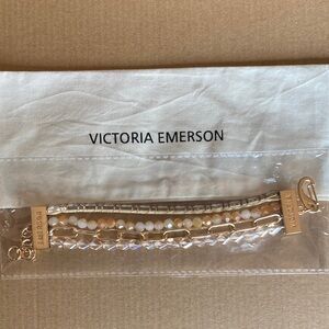 Victoria Emerson Gold and Iridescent White Multi-Strand Bracelet
